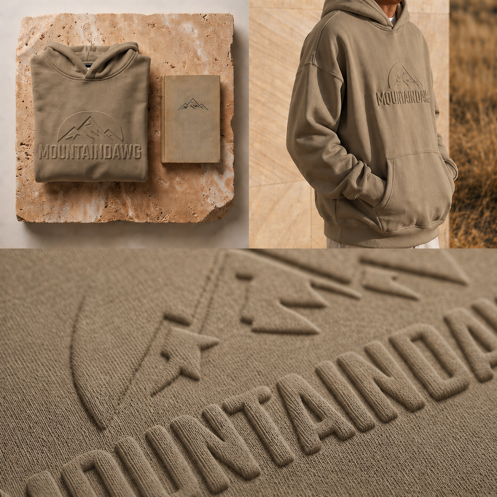 Iconic Embossed Hoodie - Grey Coffee