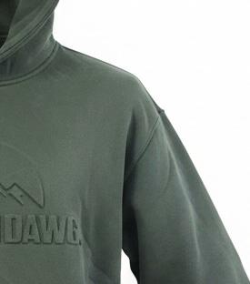 Forest Green hoodie with a logo on the chest against a white background
