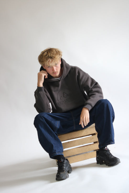 Heavyweight Oversized Hoodie – Ice Blue | Bold Embossed Print | Mountain Dawg