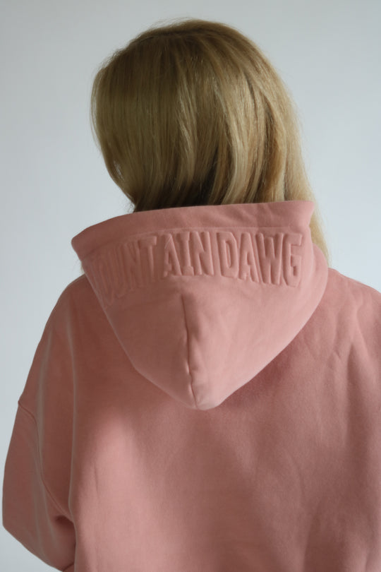 Heavyweight Oversized Hoodie – Ice Blue | Bold Embossed Print | Mountain Dawg