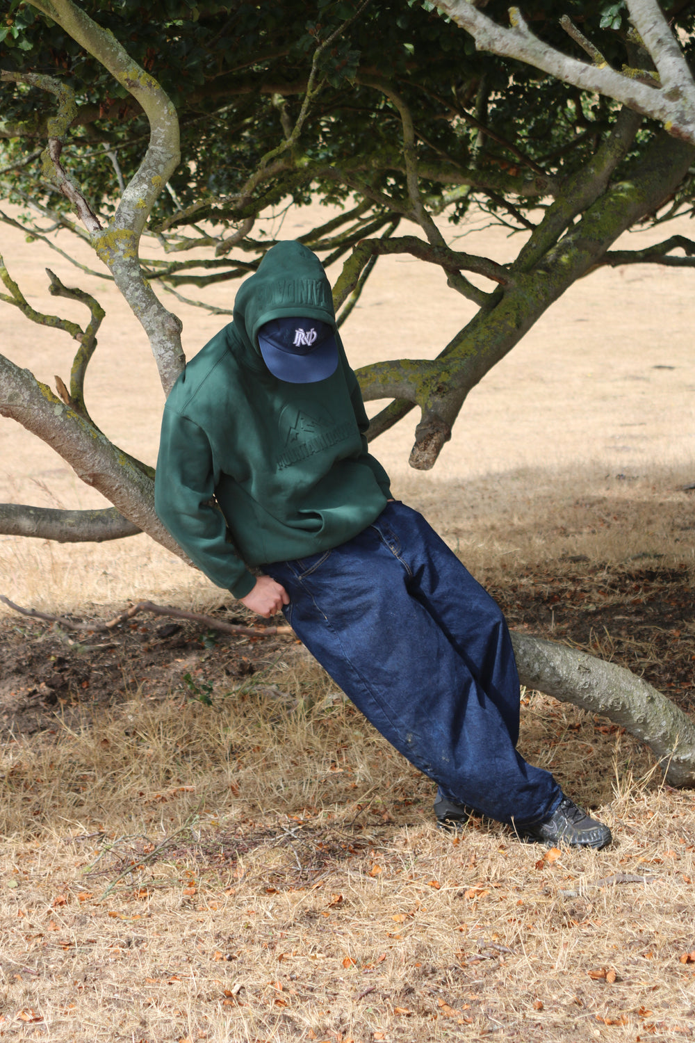 Heavyweight Oversized Hoodie – Smoked Pebble | Bold Embossed Print | Mountain Dawg