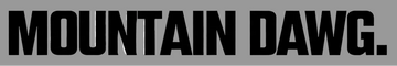 Black text 'MOUNTAIN DAWG.' on a white background