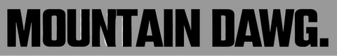 Black text 'MOUNTAIN DAWG.' on a white background