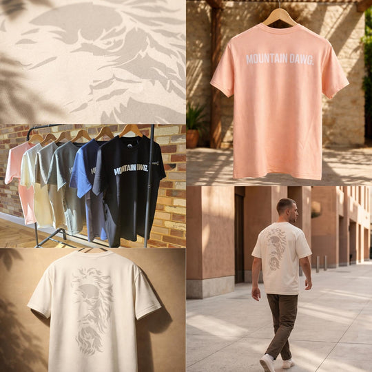 Mountain Dawg Classic Regular Fit Tees — full colour range layout | Mountain Dawg