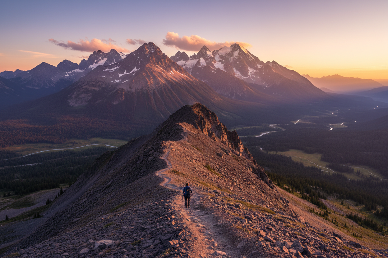 Mountain landscape at golden hour