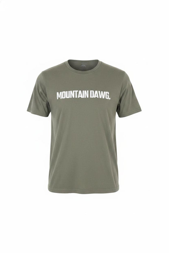 Mountain Dawg Classic Regular Fit Tee in Vintage Olive — ghost shot | Mountain Dawg
