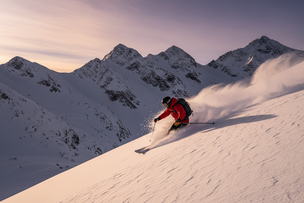 Skier on mountain slope