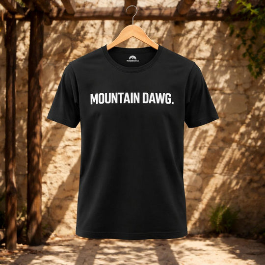 Mountain Dawg Classic Regular Fit Tee in Black — front view | Mountain Dawg