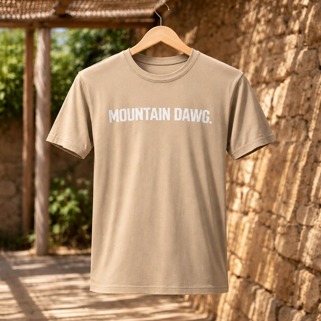 Mountain Dawg Classic Regular Fit Tee in Smoked Pebble — front view | Mountain Dawg