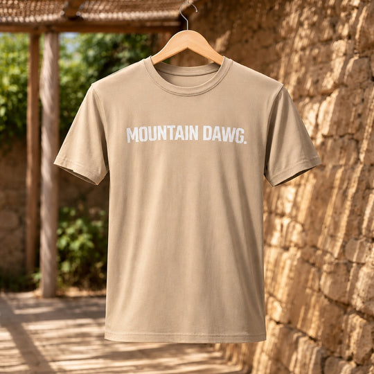 Mountain Dawg Classic Regular Fit Tee in Smoked Pebble — front view | Mountain Dawg