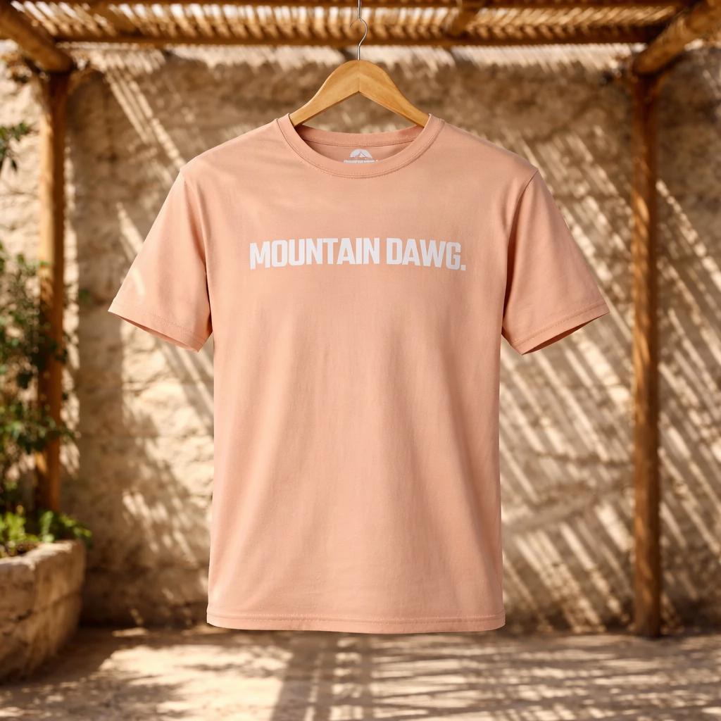 Mountain Dawg Classic Regular Fit Tee in Dusty Pink — front view | Mountain Dawg